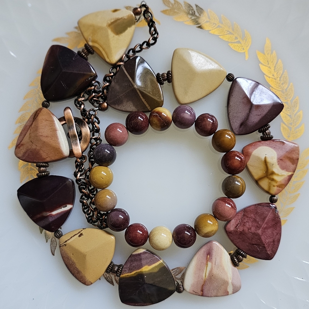 Mookaite Jasper Stone Necklace & Bracelet. Mookaite Jasper. Organic. Artisan.